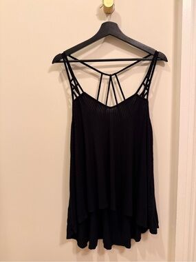 Women's Black Strappy Back Tank Top